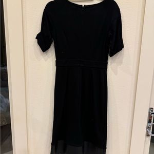Black short sleeve sexy dress with leather detail